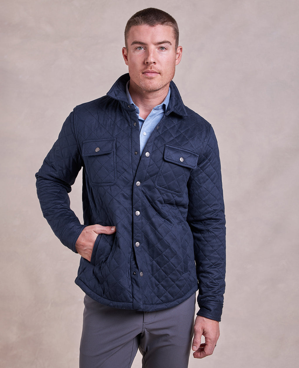 The Pike - Quilted Shirt Jacket - Navy